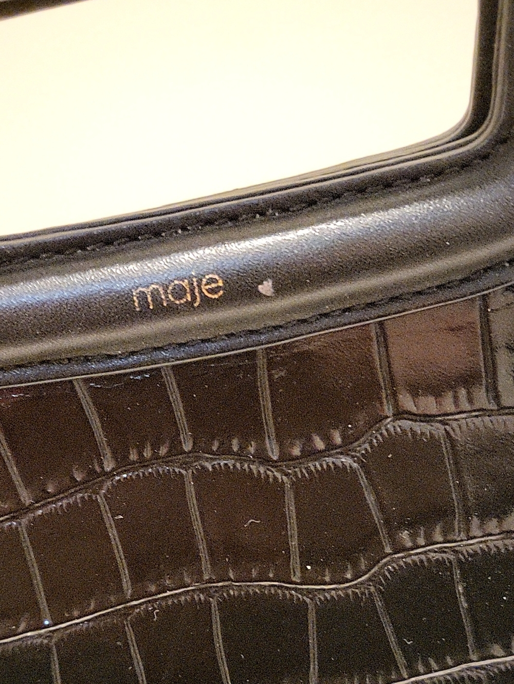 Maje Structured Croc-Embossed Top-Handle Bag in Black - Picture 5 of 10